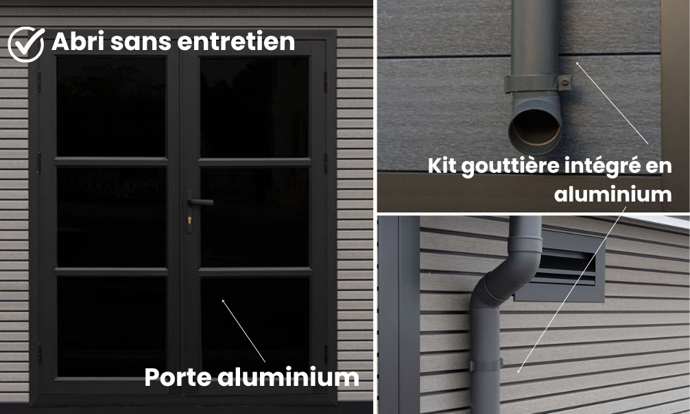 Abri composite Autrans avec extension à droite - Gris anthracite - 6.235x2.23m, 13.90m2 .... Abri composite Autrans avec extension à droite - Gris anthracite - 6.235x2.23m, 13.90m2 – Image 3