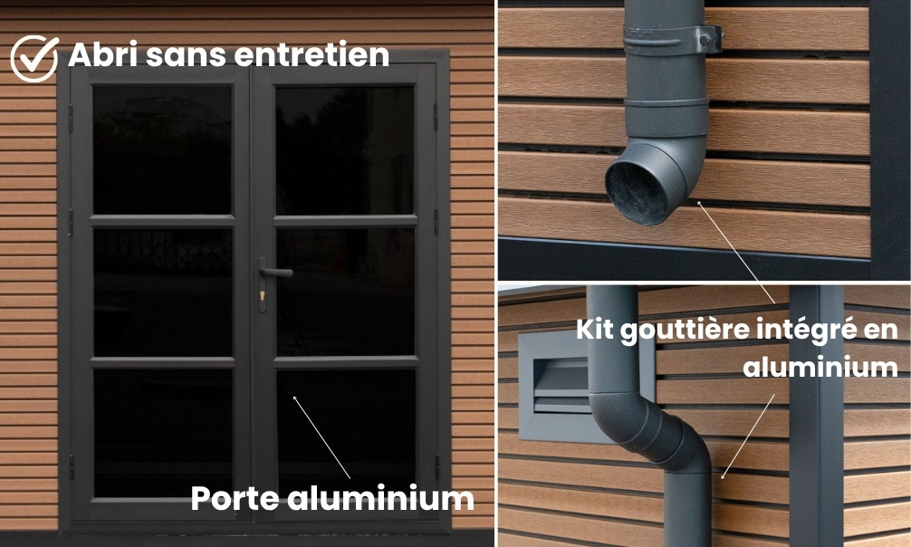 Abri composite Meaudre avec extension à droite - Noyer - 6.88x2.90m, 19.95m2 ...... Abri composite Meaudre avec extension à droite - Noyer - 6.88x2.90m, 19.95m2 – Image 2