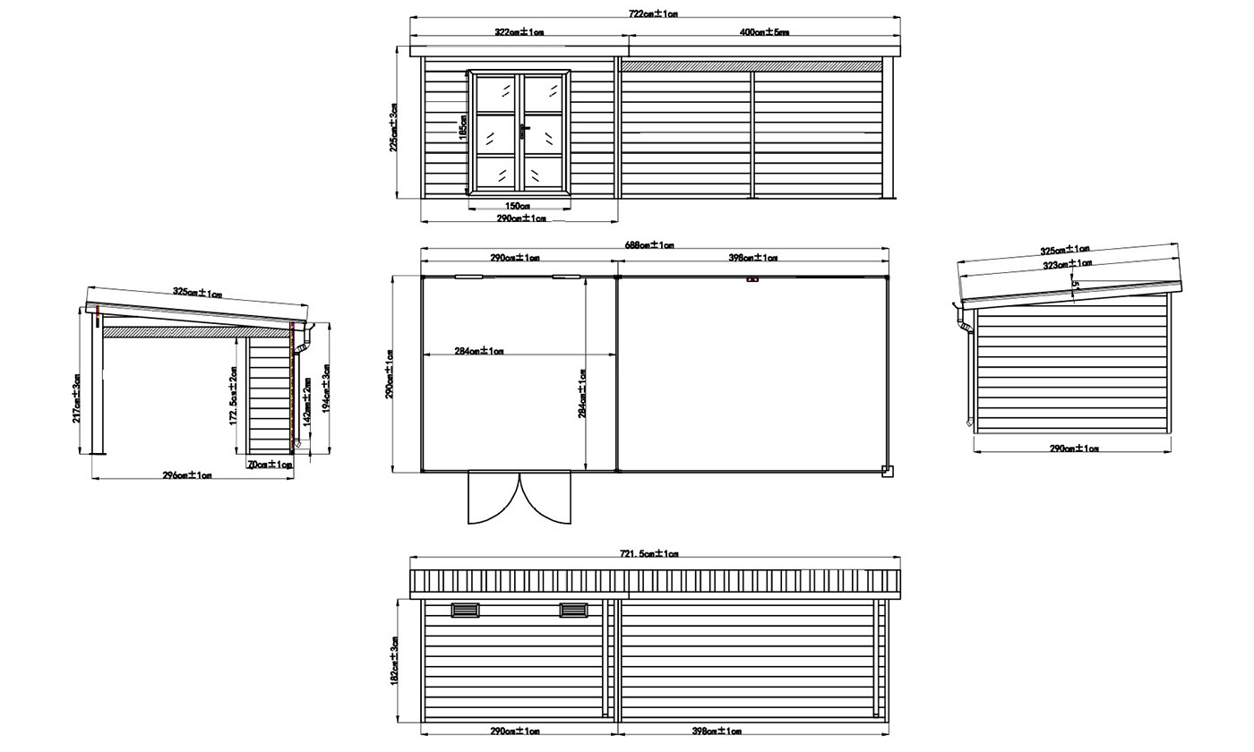 Abri composite Meaudre avec extension à droite - Teck - 6.88x2.90m, 19.95m2 .. Abri composite Meaudre avec extension à droite - Teck - 6.88x2.90m, 19.95m2 – Image 4