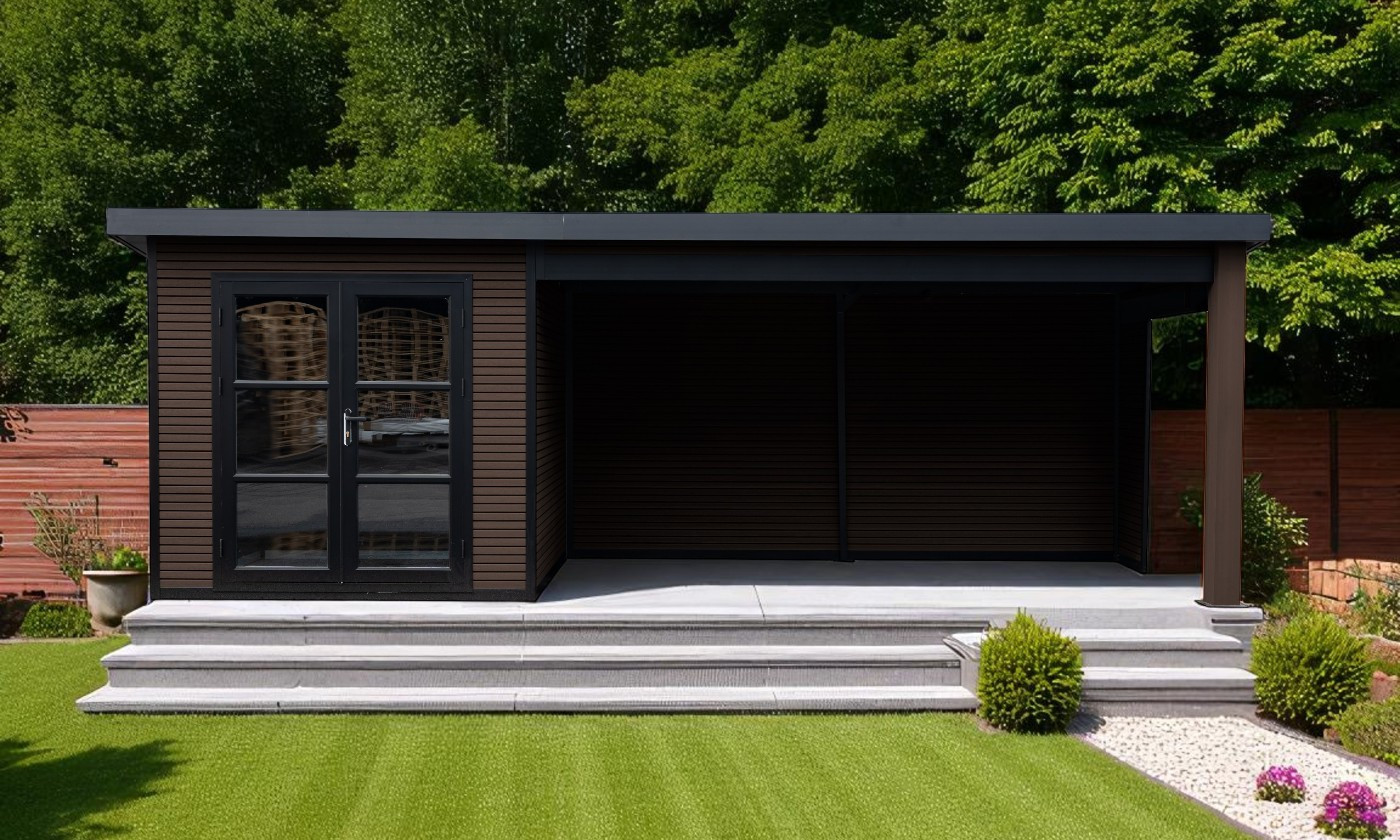 Abri composite Romans avec extension à droite - Noyer - 6.235x2.23m, 13.90m2 000...23 Abri composite Romans avec extension à droite - Noyer - 6.235x2.23m, 13.90m2 – Image 8