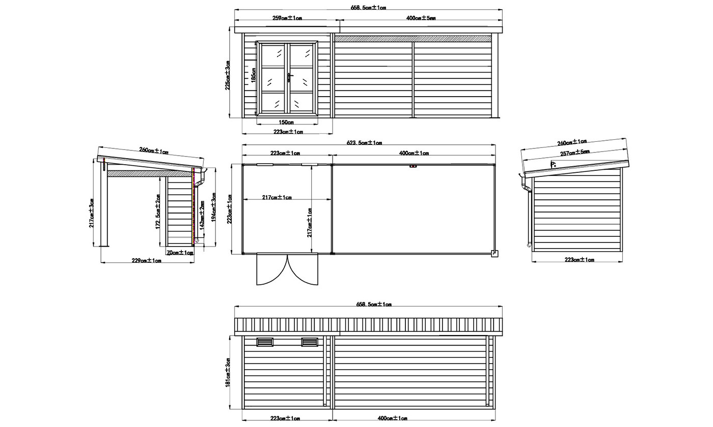Abri composite Romans avec extension à droite - Noyer - 6.235x2.23m, 13.90m2...... Abri composite Romans avec extension à droite - Noyer - 6.235x2.23m, 13.90m2 – Image 11