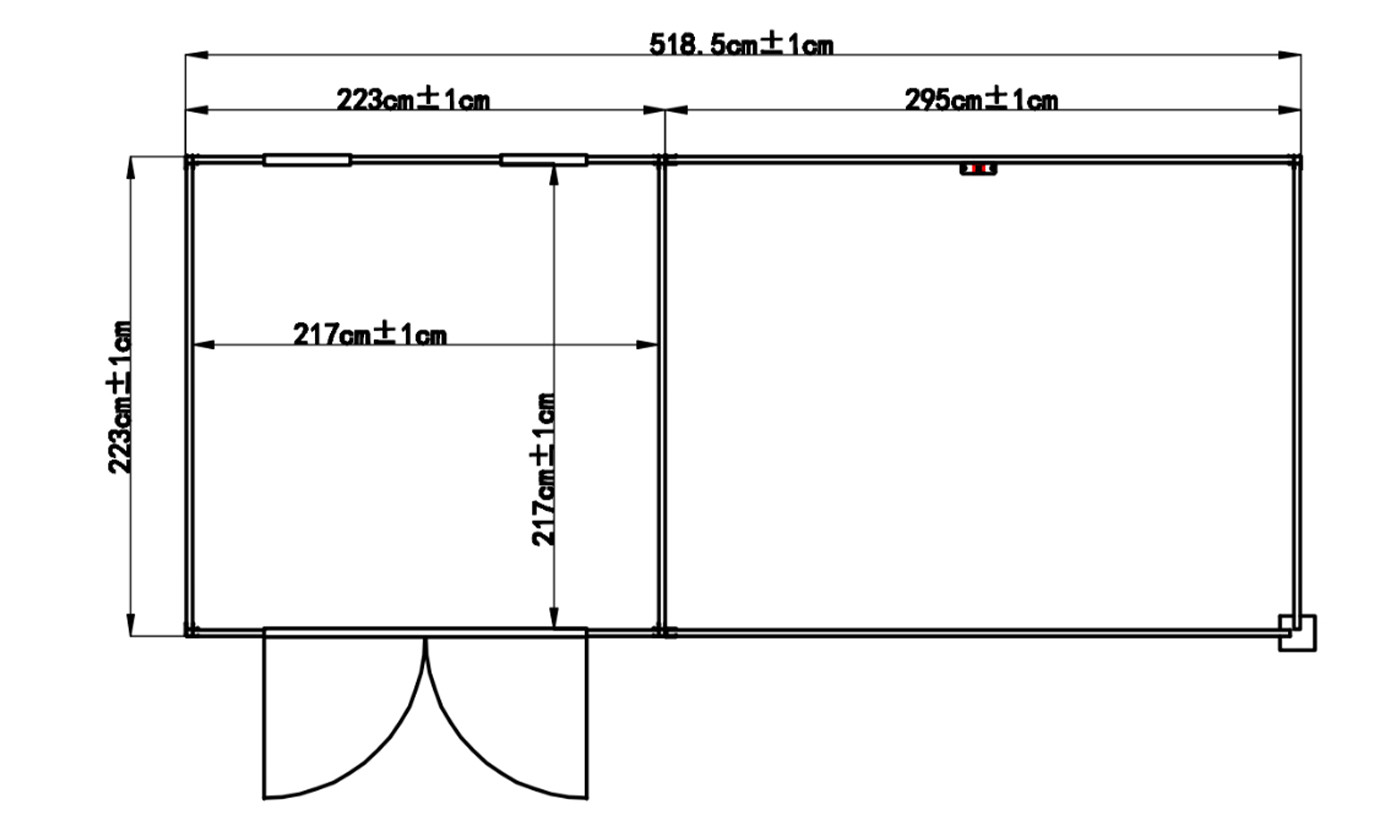 Abri composite Romans avec extension à droite - Teck - 5.185x2.23m, 11.56m2 . Abri composite Romans avec extension à droite - Teck - 5.185x2.23m, 11.56m2