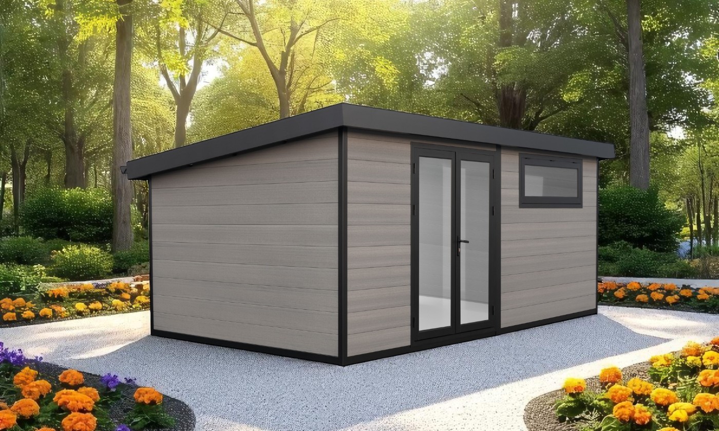Abri de jardin composite Calais, toit monopente, 5x3m, 15m2 Abri de jardin composite Calais, toit monopente, 5x3m, 15m2