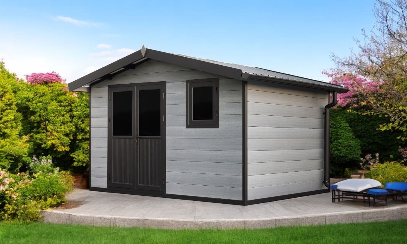 Abri de jardin composite Matala, toit 2 pentes, 3.7x2.9m, 10.73m2 ..023 Abri de jardin composite Matala, toit 2 pentes, 3.7x2.9m, 10.73m2 – Image 2