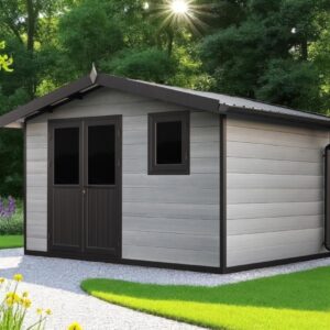 Abri de jardin composite Matala, toit 2 pentes, 3.7x2.9m, 10.73m2