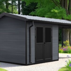 Abri de jardin composite Milina, toit 2 pentes, 6x3m, Anthracite, 18m2
