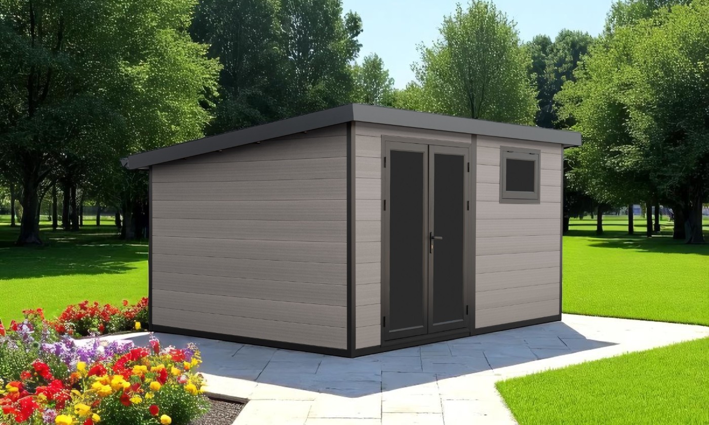 Abri de jardin composite Strasbourg, toit monopente, 4x3m, 12m2 Abri de jardin composite Strasbourg, toit monopente, 4x3m, 12m2
