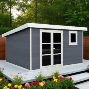 Abri de jardin composite Toscane, toit monopente, 3.7x3.7m, 13.69m2