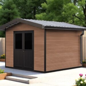 Abri de jardin composite Vassieux, toit 2 pentes, 2.9x2.9m, 8.41m2