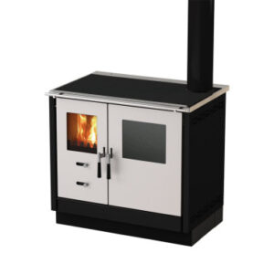 Cuisinière à bois MIONICA 90 cm façade en inox 3 coloris au choix